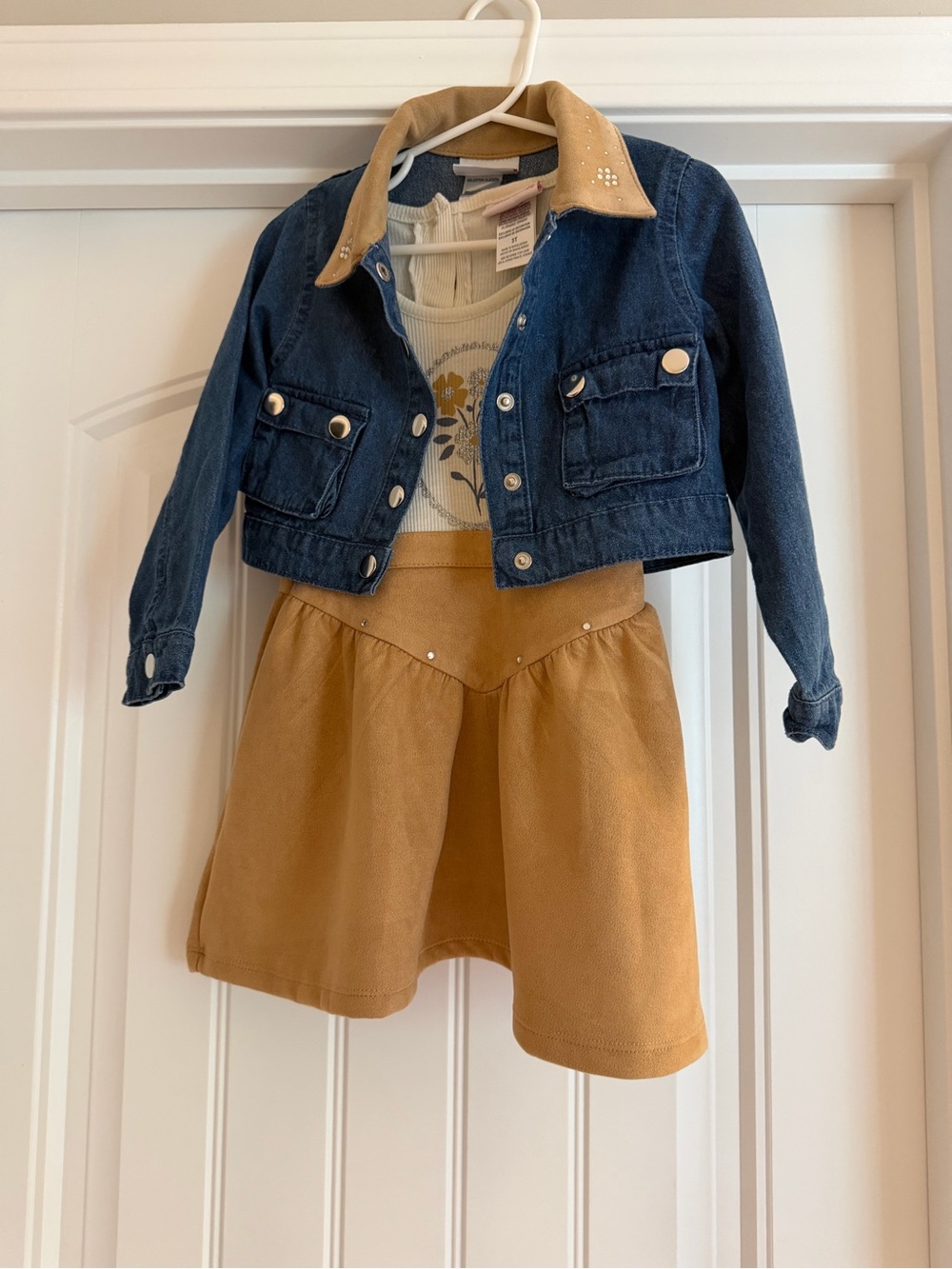 Little Lass Blue Denim Jacket & Dress Set